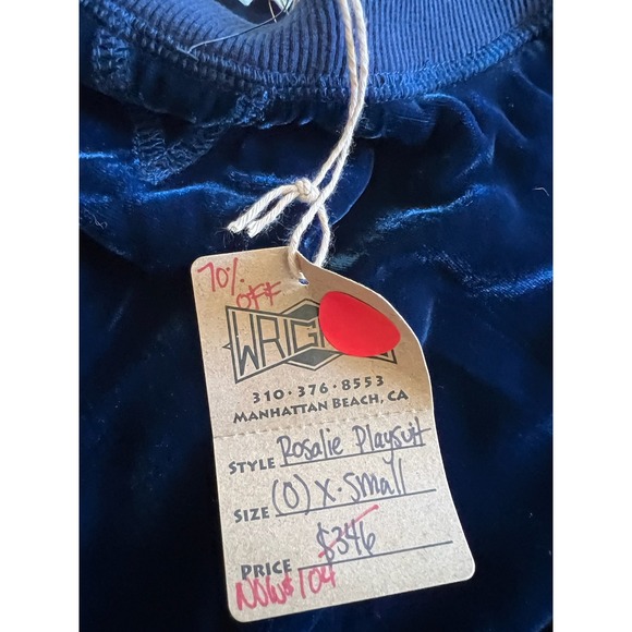 Flannel Rosalie Playsuit Romper Blue Velvet Tiered Ruffle XS Women's - Picture 7 of 7